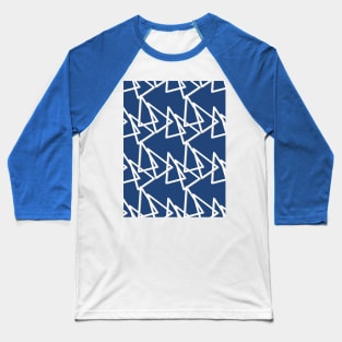White triangles, geometry on a blue background, abstraction. Baseball T-Shirt